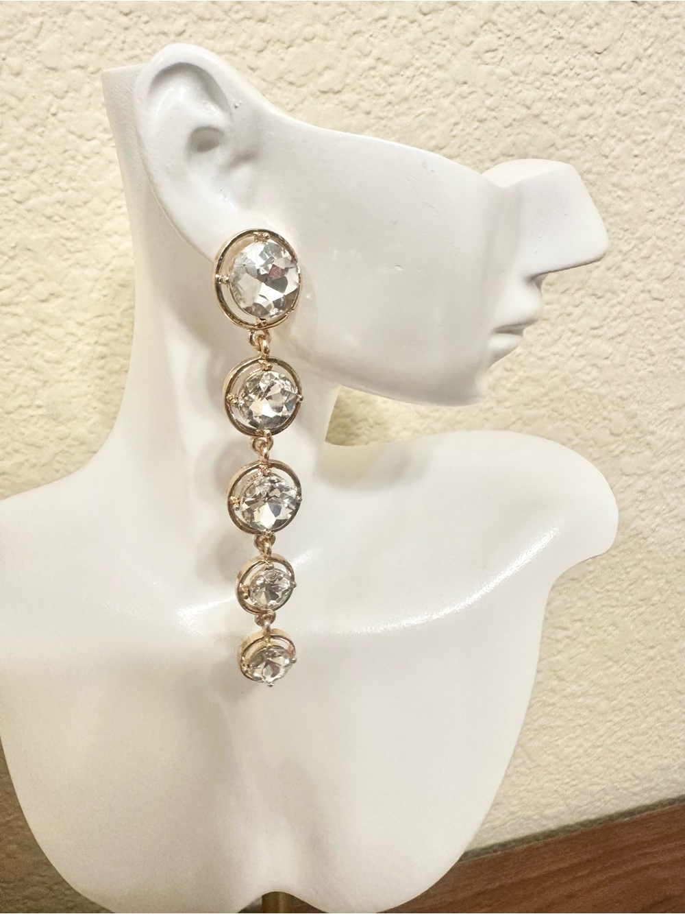 Gold-Tone Clear Crystal Linear Drop Earrings